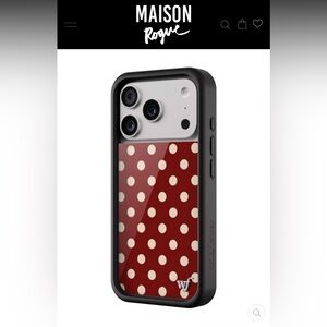 Wildflower Cases Polka Dot Burgundy and Cream iPhone 17 Pro Case NIB